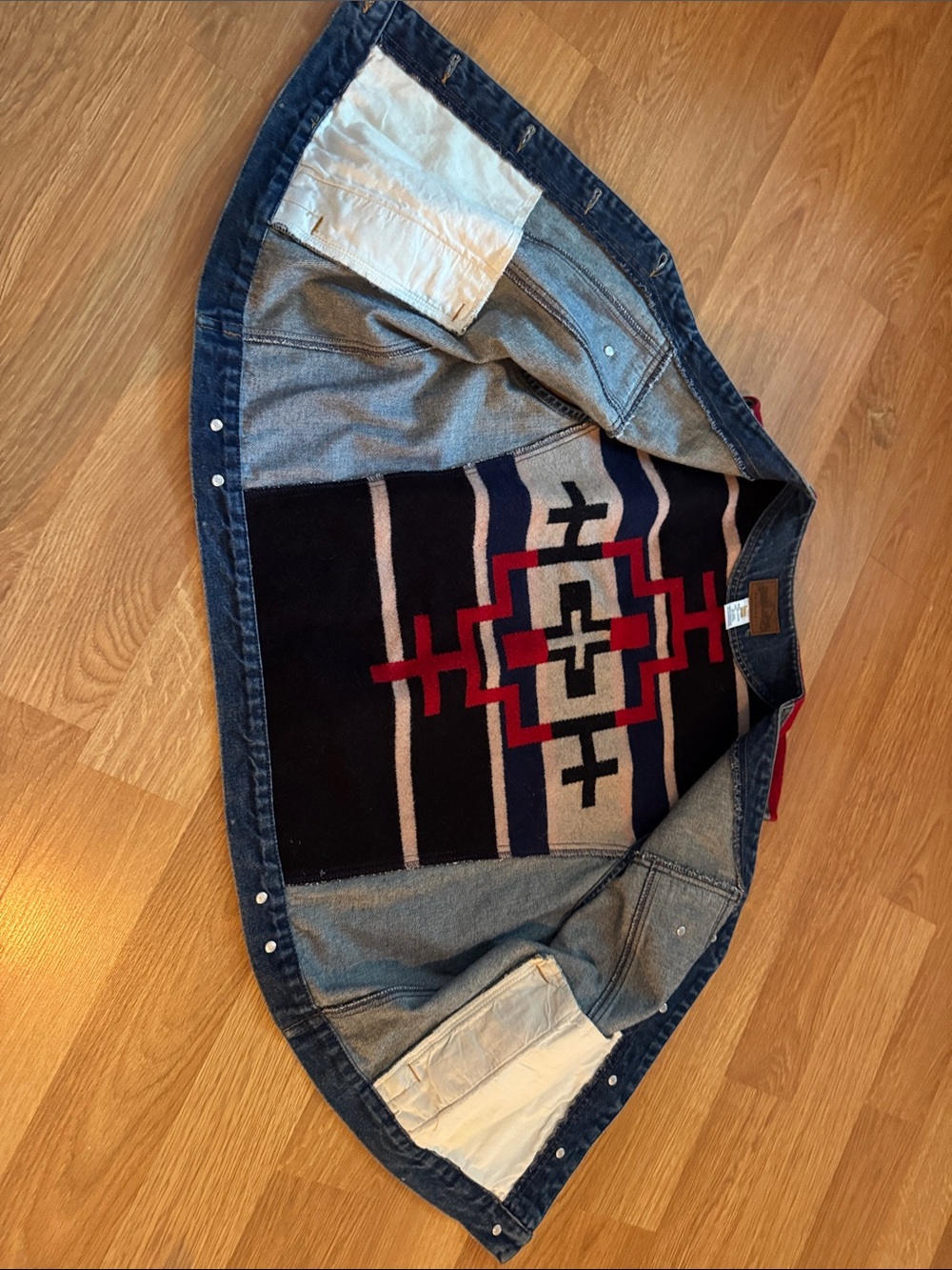 EUC VTG Pendleton Denim Wool Blanket Back Vest Southwestern Aztec Size XL - Picture 9 of 9